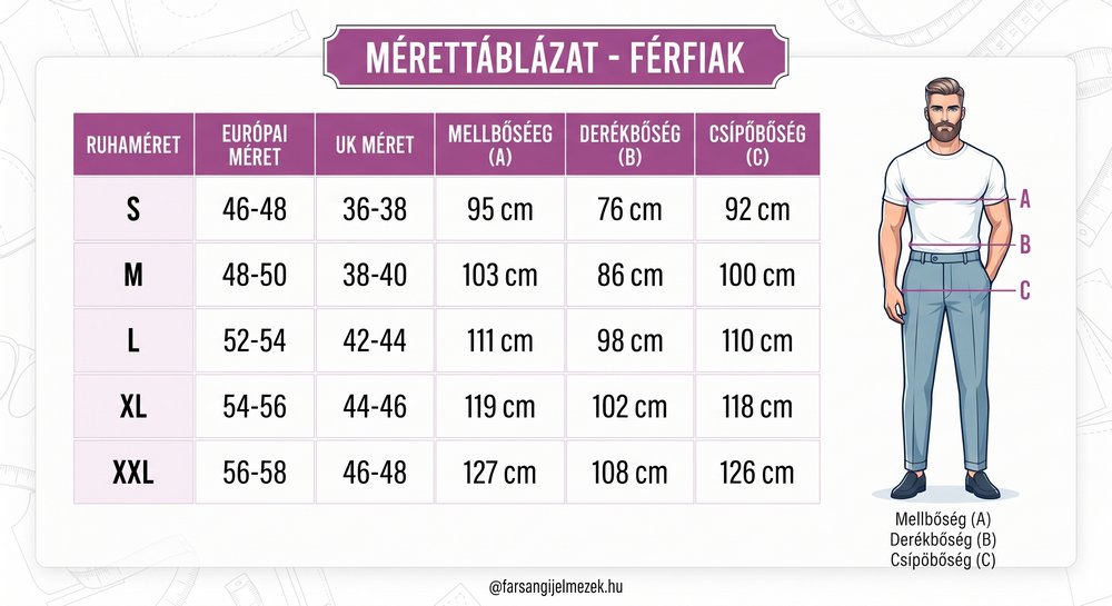 Férfi Mérettáblázat