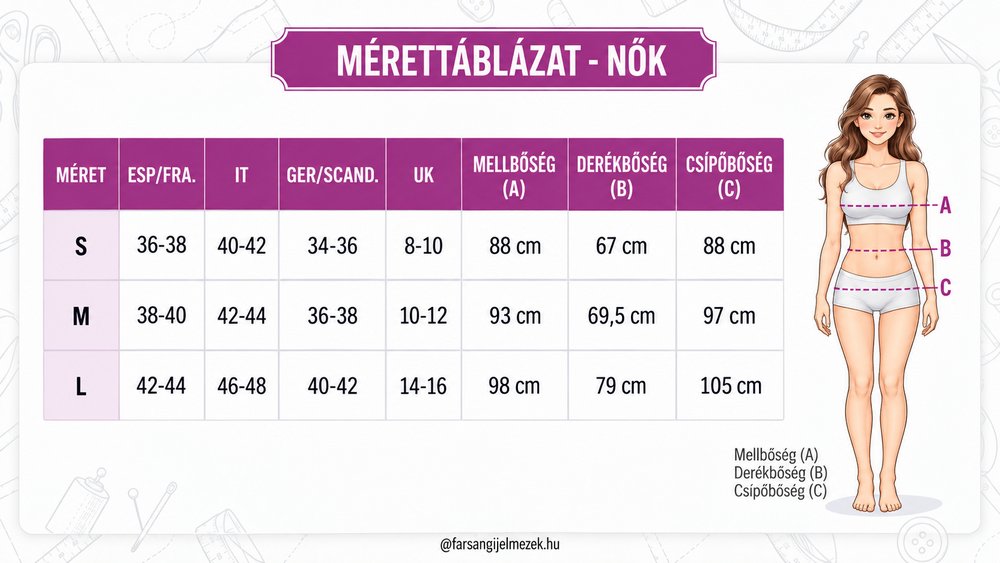 Női mérettáblázat