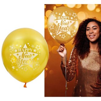 10 darab Arany Happy New Year Léggömb Szilveszterre