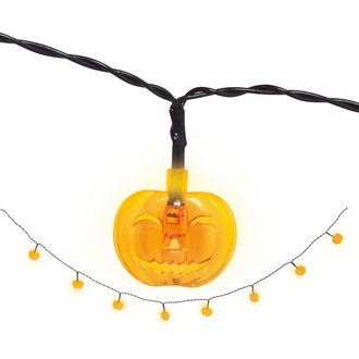 10 db Halloween Tökös LED Fényfüzér, Elemes