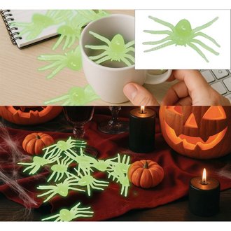 10 db-os Fluoreszkáló Pók Szett Halloweenre, 5 cm
