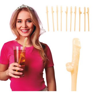 10 db Vicces Pénisz Szívószál Legénybúcsúra, 19.5 cm