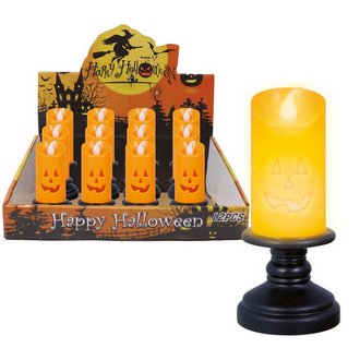 12 db-os Halloween Tökfej LED Gyertya Szett, 12.5 cm