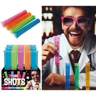 15 db Vegyes Színű Kémcső Shot Pohár, 13 cm