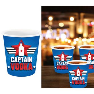 3 db Captain Vodka Feles Pohár Szett Legénybúcsúra, 5x6 cm