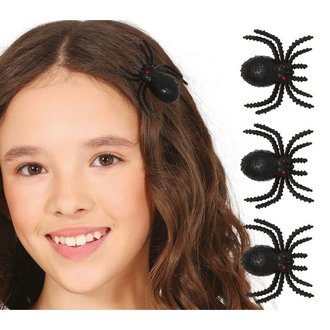 3 db Fekete Pók Hajcsat Szett Lányoknak Halloweenre, 3 cm