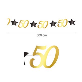 50. Születésnapi Parti Füzér Csillagokkal, Fekete-Arany, 300 cm