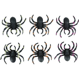 6 db Csillámos Pók Dekoráció Halloweenre, 7 cm