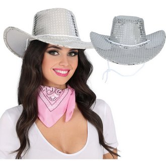 80-as évek Ezüst Diszkó Cowboy Kalap Felnőtteknek
