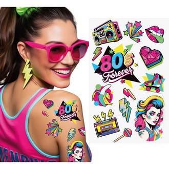 80-as évek Tematikus Ideiglenes Tetoválás Szett, 14x30 cm