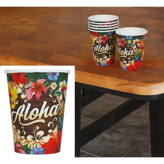Aloha Hawaii Papír Pohár Szett, 6 db, 240 ml, 9 cm