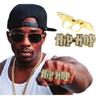 Arany Hip Hop Kétujjas Gyűrű Felnőtteknek