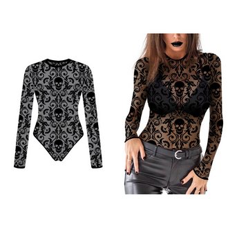 Áttetsző Koponyás Női Body Halloweenre