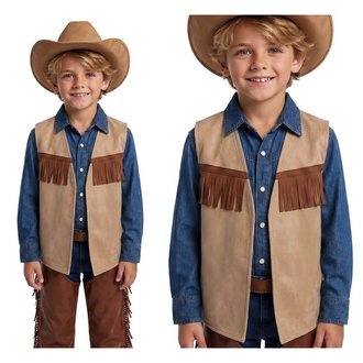 Barna Cowboy Mellény Fiúknak