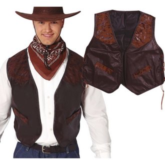 Barna Műbőr Cowboy Mellény Felnőtteknek