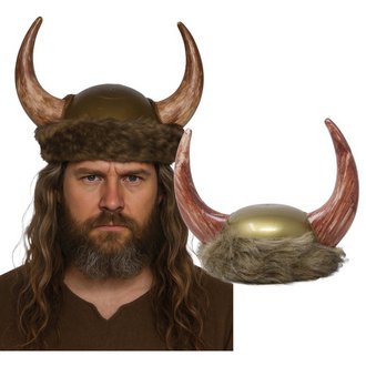 Barna Műszőrme Viking Sisak Szarvakkal Felnőtteknek