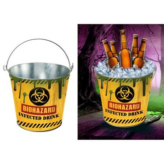Biohazard Fém Vödör Italokhoz Halloweenre, 19x23 cm