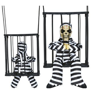 Börtönben Raboskodó Csontváz Dekoráció Fénnyel, Hanggal és Mozgással Halloweenre, 24x