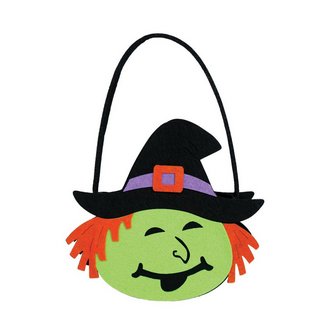 Boszorkány Fej Filc Édességgyűjtő Kosár Halloweenre
