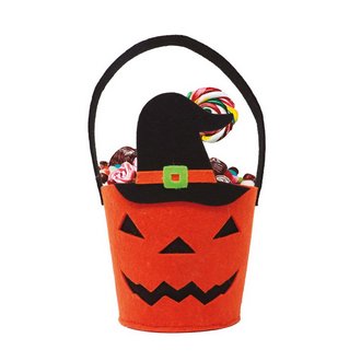 Boszorkánykalapos Tök Kosár Halloweenre, 25x13 cm