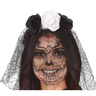 Catrina Virágos Fejdísz Fátyollal Nőknek Mexikói Halottak Napjára