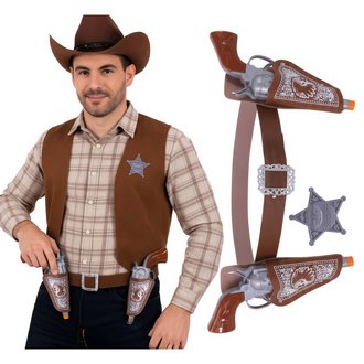 Cowboy Pisztoly és Seriff Jelvény Kiegészítő Szett, 20 cm