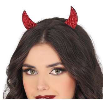 Csillogó Piros Ördögszarv Fejpánt Halloweenre
