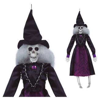 Csontváz Boszorkány Akasztós Dekoráció Halloweenre, 40 cm
