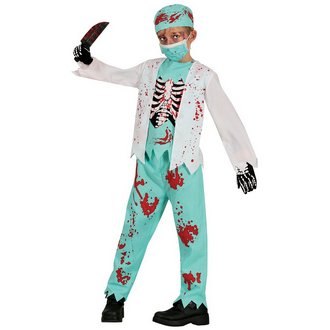 Csontváz Zombi Orvos Fiú Jelmez Halloweenre