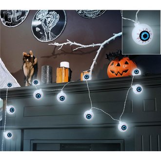 Csontvázszem LED Fényfüzér Halloweenre, 10 LED-es, 130 cm