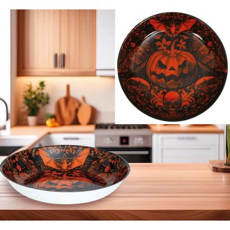 Dekorációs Tál Halloweenre, Fekete-Narancs, 32 cm