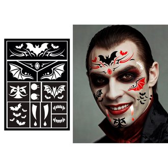 Denevéres Vámpír Smink Sablon Halloweenre, 14x20 cm