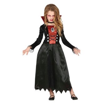 Elegáns Fekete-Bordó Vámpír Jelmez Lányoknak Halloweenre