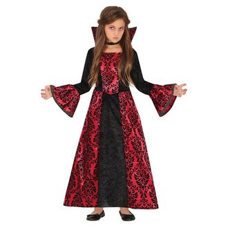 Elegáns Fekete-Bordó Vámpír Jelmez Lányoknak Halloweenre