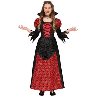 Elegáns Piros-Fekete Vámpír Lány Jelmez Halloweenre