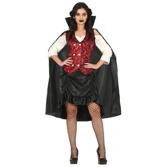 Elegáns Vámpír Női Jelmez Mellénnyel és Köpennyel Halloweenre
