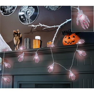 Elemes Csontváz Kéz Füzér 10 LED-del Halloweenre, 115 cm
