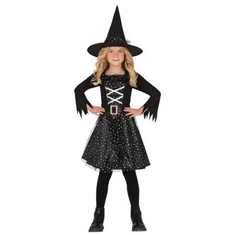 Ezüst Csillagos Boszorkány Lány Jelmez Halloweenre