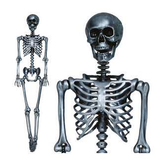 Ezüst Csontváz Dekoráció Halloweenre, 160 cm