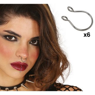 Ezüst Színű Hamis Piercing Szett, 6 darab