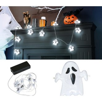 Fehér Elemes Pók Füzér Halloweenre,  120 cm