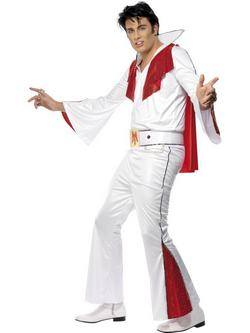 Fehér-Piros Elvis Presley Férfi Jelmez