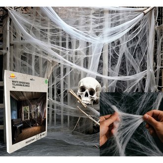 Fehér Pókháló Dekoráció Halloweenre, 60 g