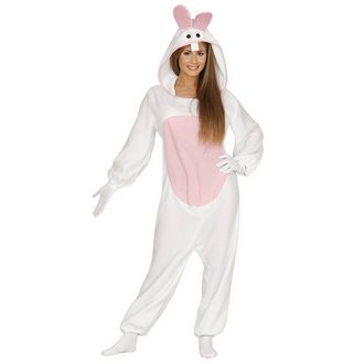 Fehér-Rózsaszín Kigurumi Nyuszi Jelmez Felnőtt Unisex