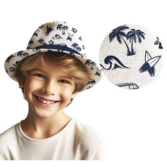Fehér Unisex Hawaii Kalap Fekete Trópusi Mintával