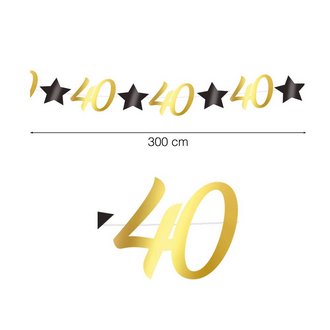 Fekete-Arany 40. Születésnapi Parti Füzér, 300 cm