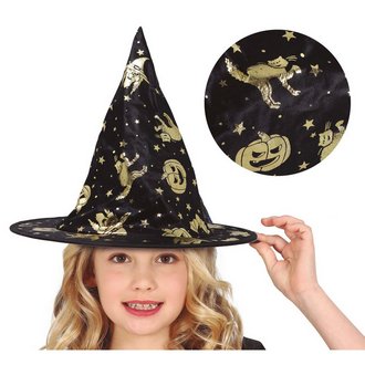 Fekete Arany Pókhálós Boszorkány Kalap Lányoknak Halloweenre
