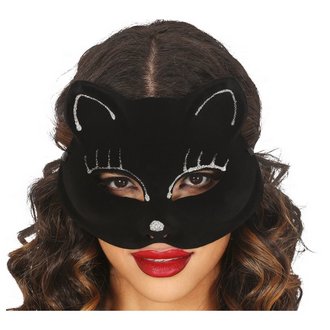 Fekete Bársony Macska Maszk Nőknek Halloweenre