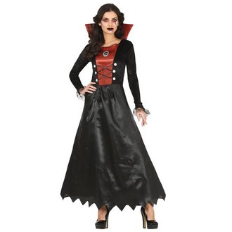 Elegáns Fekete-Bordó Vámpír Lány Jelmez Halloweenre