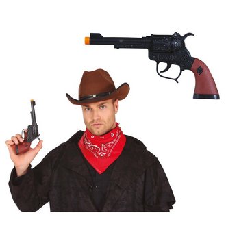 Fekete Cowboy Pisztoly, 20 cm